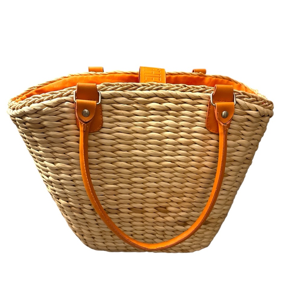 Chic Woven Tan and Orange basket weave bag